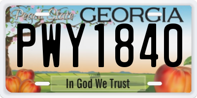 GA license plate PWY1840