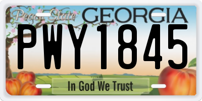 GA license plate PWY1845