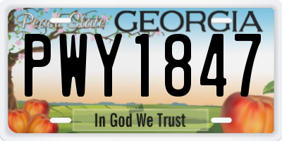 GA license plate PWY1847
