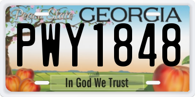 GA license plate PWY1848