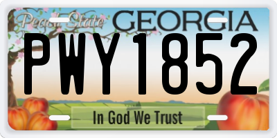 GA license plate PWY1852