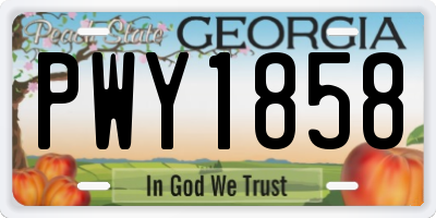GA license plate PWY1858