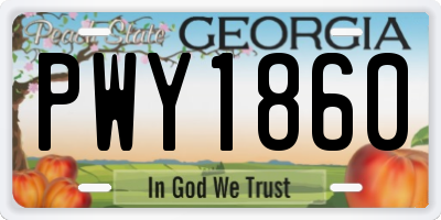 GA license plate PWY1860