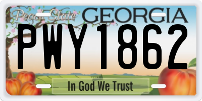 GA license plate PWY1862