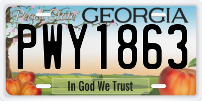 GA license plate PWY1863