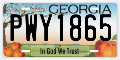 GA license plate PWY1865
