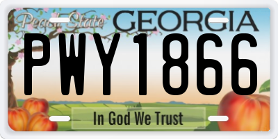 GA license plate PWY1866