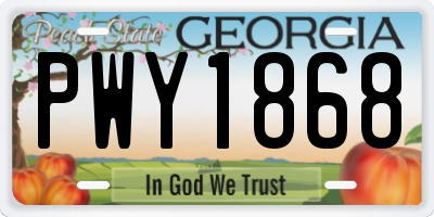 GA license plate PWY1868