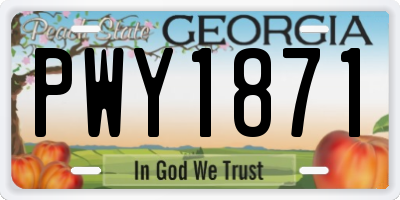 GA license plate PWY1871