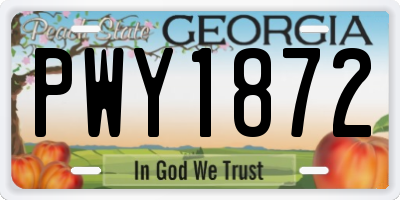 GA license plate PWY1872