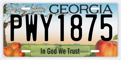GA license plate PWY1875