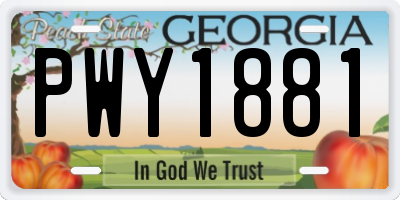 GA license plate PWY1881