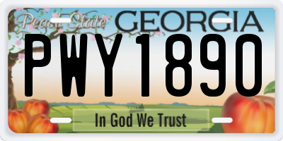 GA license plate PWY1890