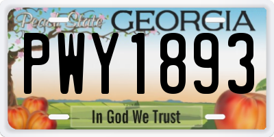 GA license plate PWY1893
