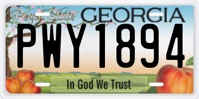 GA license plate PWY1894