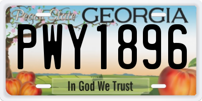 GA license plate PWY1896