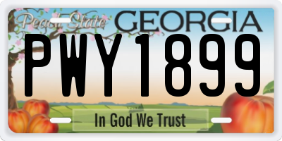 GA license plate PWY1899