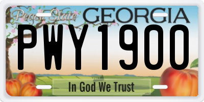 GA license plate PWY1900