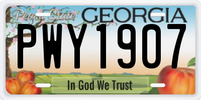 GA license plate PWY1907