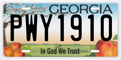 GA license plate PWY1910