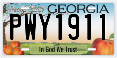 GA license plate PWY1911