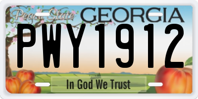 GA license plate PWY1912