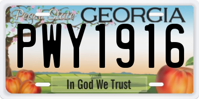 GA license plate PWY1916
