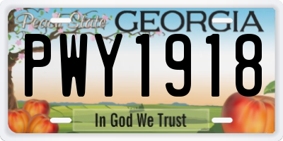 GA license plate PWY1918
