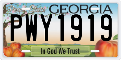 GA license plate PWY1919