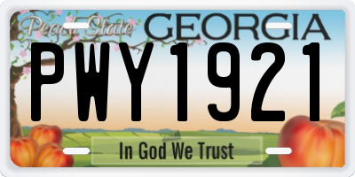 GA license plate PWY1921