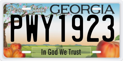 GA license plate PWY1923