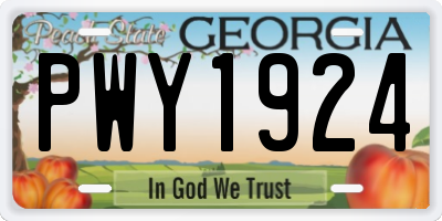 GA license plate PWY1924