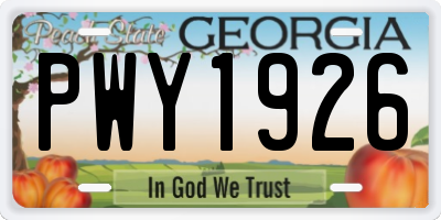 GA license plate PWY1926