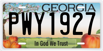 GA license plate PWY1927