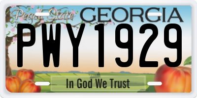 GA license plate PWY1929