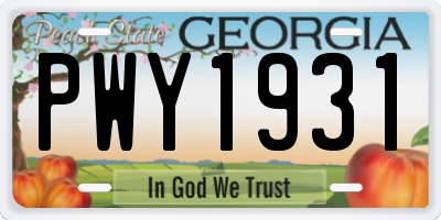 GA license plate PWY1931