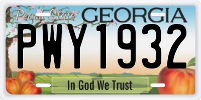 GA license plate PWY1932