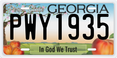 GA license plate PWY1935