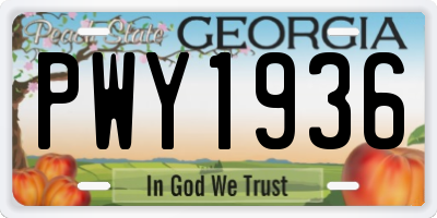 GA license plate PWY1936