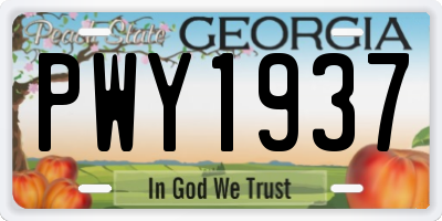 GA license plate PWY1937