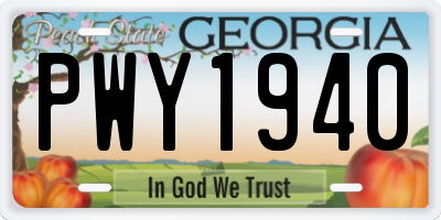 GA license plate PWY1940