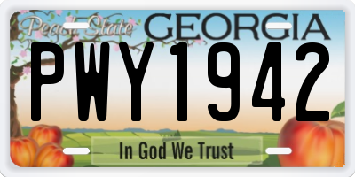 GA license plate PWY1942