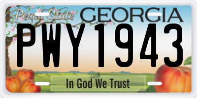 GA license plate PWY1943