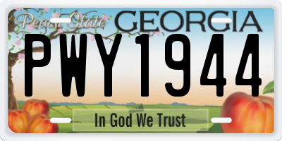 GA license plate PWY1944