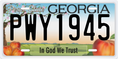 GA license plate PWY1945