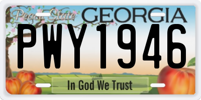 GA license plate PWY1946