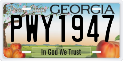GA license plate PWY1947