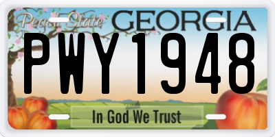 GA license plate PWY1948
