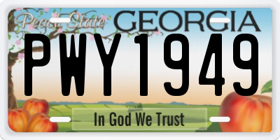 GA license plate PWY1949