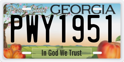 GA license plate PWY1951